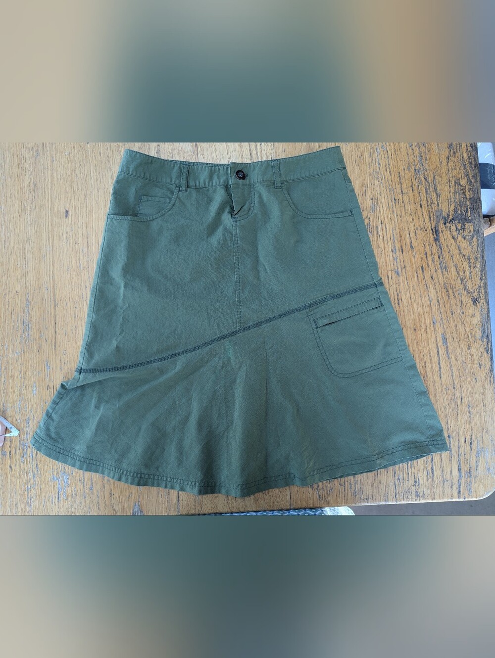 Prana Olive Green A-Line Utility Skirt Size 2